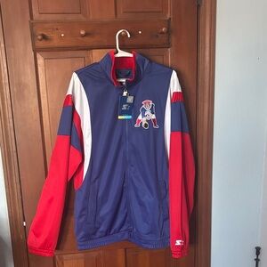 Starter New England Patriots Navy and Red Sports Jacket with 2 front pockets.  S